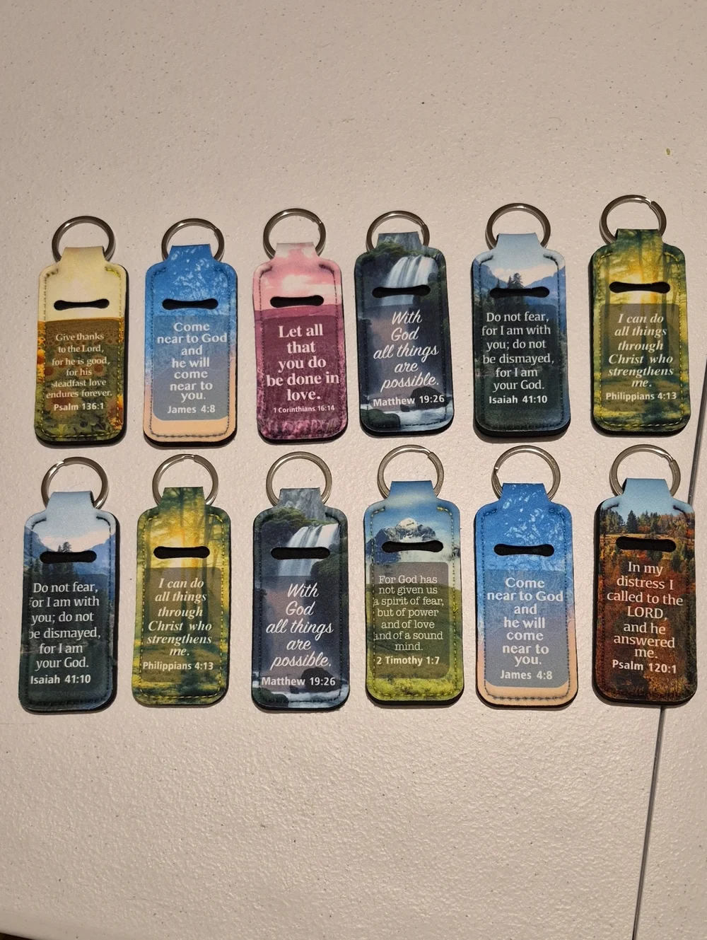 Lip Balm Chapstick Keychain Holder Set Of 12 Christian Bible Verse New